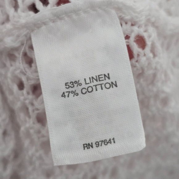J Jill Sweater Womens 2X White Short Sleeve Open Knit Linen Cotton Coastal Beach - Picture 7 of 11